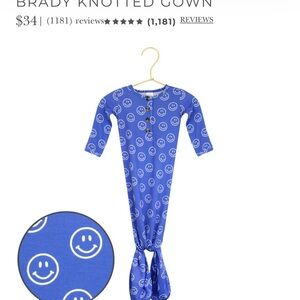 Blue Smiley Face Knotted Gown by LouLou NWOT
